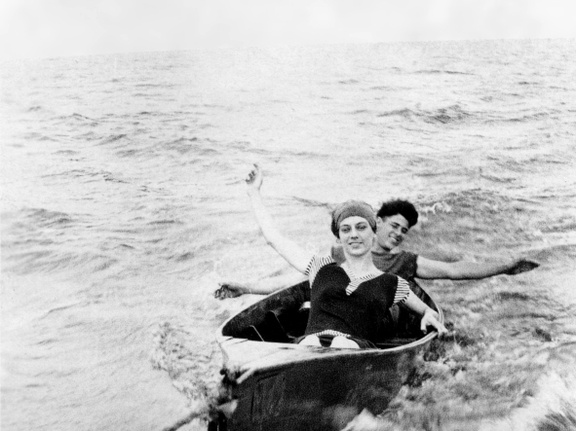 fay_viosca_pics_003 (2269 visits) Alice Baudean and Felix Viosca take a fast ride in a pirogue. Probably taken in Mandeville. fay_viosca_pics_003