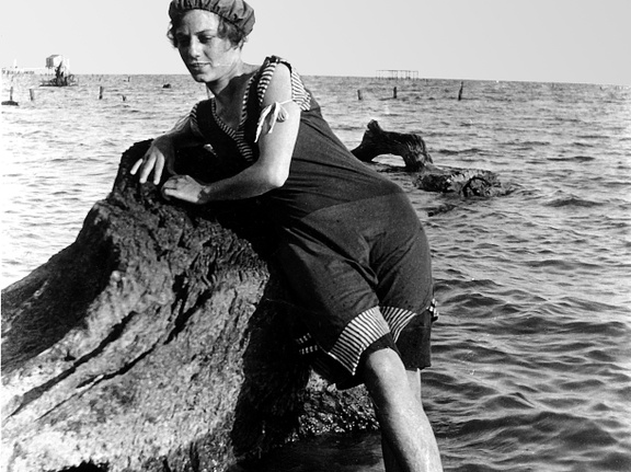 fay_viosca_pics_015 (3134 visits) Alice Baudean posing by a blown down tree stump. Probably taken in Mandeville after the 1915 hurric... fay_viosca_pics_015