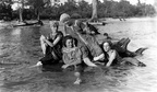 fay_viosca_pics_017 -- Members of my family stump. L-R: Unknown, Angela Viosca (front), Unknown (rear), Alice Baudean, Willard Viosca (rear). Probably taken in Mandeville after the 1915  hurricane.