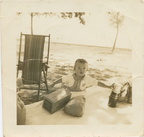 VicVioscaAlbum_055 -- Vic [Victor Willard Viosca Jr.] (1 year - 4 months) taken on front beach in Mandeville , La. October 1941On back: 1 year - 4 mos. Roll(230E)