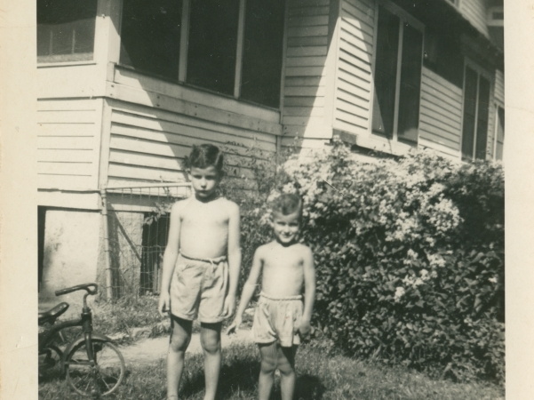 VicVioscaAlbum_084 (1766 visits) On back: Victor Willard Viosca Jr. (Vic) - 6 yrs. Rene Charles Viosca - 3 yrs. In side yard on Cati... VicVioscaAlbum_084