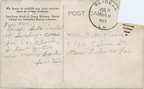 VicVioscaAlbum_107b -- Victor Willard Viosca Jr. Scout camp postcard.On back: Dear Mom, Came late instead of Sunday. Come for 1:00 clock. I have gotten my money back. Love Victor.Addressed to: Mrs. V. W. Viosca, 5762 Catina St. New Orleans, La.Postmarked: Slidell LA. Jul 5 9:90 AM 1952