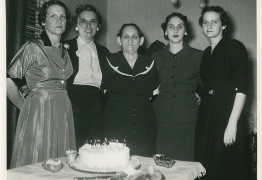 VicVioscaAlbum_112 (3253 visits) On back: Jan 6 1954, Louise Fernandez Viosca, Juanita, Mother, Gloria and Leona celebrating. VicVioscaAlbum_112