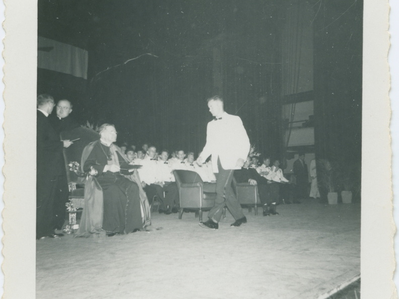 VicVioscaAlbum_121 (1472 visits) On back: Victor Willard Viosca Jr (Vic) receivng diploma (Jesuit) on state in Auditorium. Roll(810) VicVioscaAlbum_121