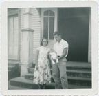 VicVioscaAlbum_123 -- On back: Juanita Ledet and Vic. Viosca - Godparents - holding Jay Fernandez. LaCombe, La. Roll(821)