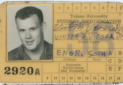 VicVioscaAlbum_130 (1485 visits) Victor Willard Viosca Jr. (Vic) Tulane Id Card 1958 VicVioscaAlbum_130