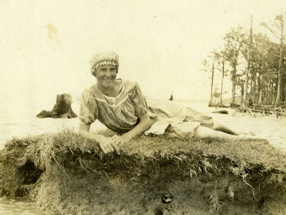 fay_viosca_pics_029 (1770 visits) Angela Viosca posing on a hummock. These hummocks and the debris in the background were probably the... fay_viosca_pics_029