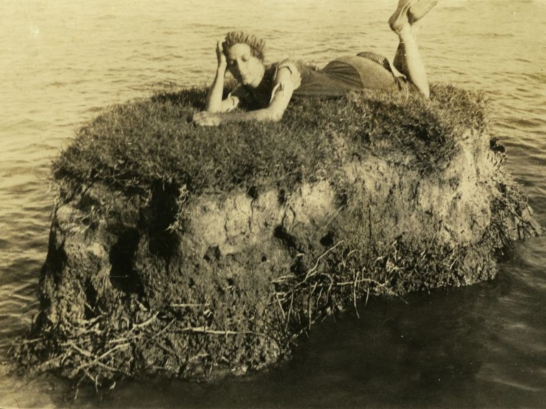 fay_viosca_pics_100 (2483 visits) Alice Baudean on a hummock. Most likely in Mandeville. Hummock probably created from shore erosion/s... fay_viosca_pics_100