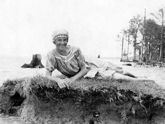 fay_viosca_pics_029 (1722 visits) Angela Viosca posing on a hummock. These hummocks and the debris in the background were probably the... fay_viosca_pics_029