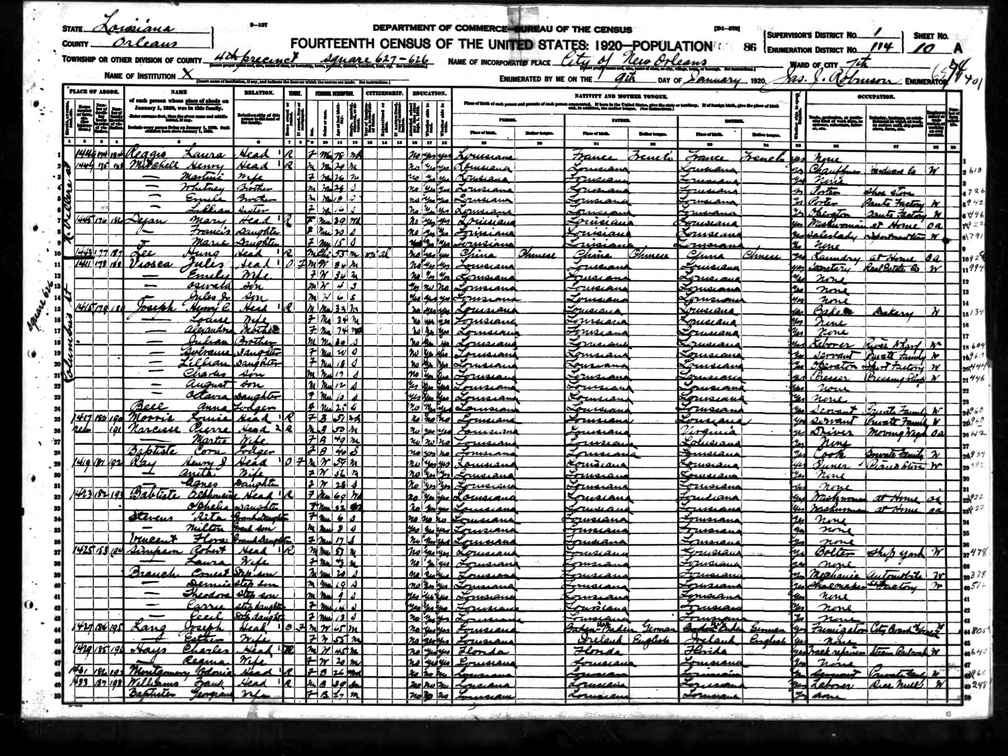 1920Census LA NO VioscaJules (1030 visits) 1920Census LA NO VioscaJules