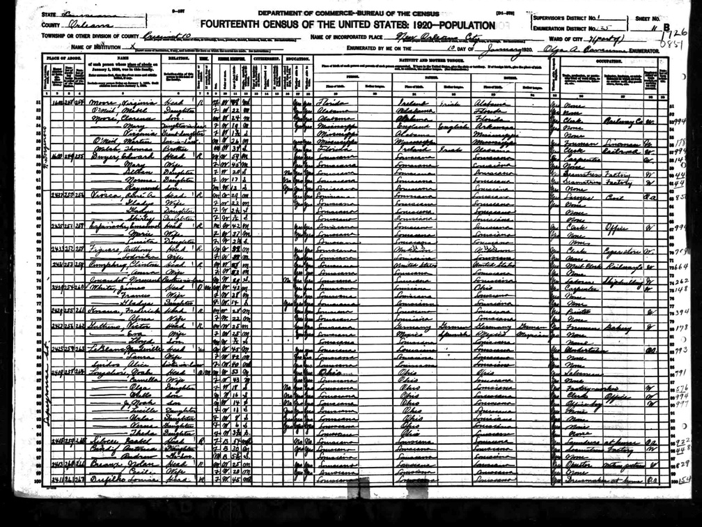 1920FedCensus LA NO VioscaRene (1019 visits) 1920FedCensus LA NO VioscaRene